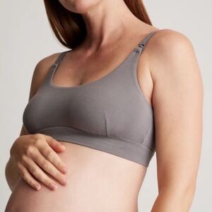 NEW QUINCE Pack Of 2 Micromodal Low Support Maternity Bra Grey 30